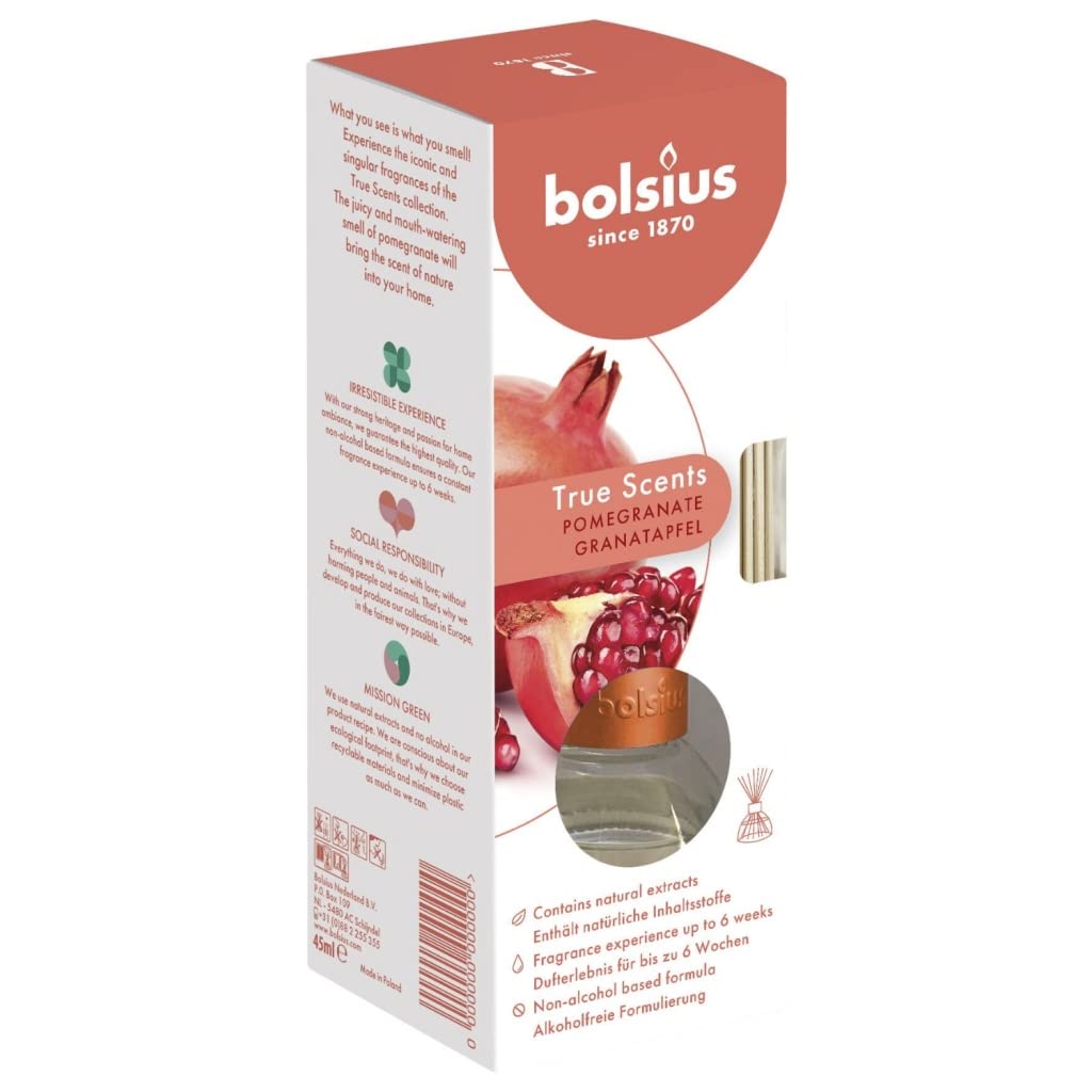 BOLSIUSTRUE MOODS & TRUE SCENTS Schilf-Diffusor, Granatapfel, 45 ml, Glas, farblos, Einheitsgröße