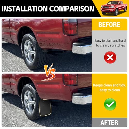 Image of Mud Flaps for 1999-2004 Toyota Tacoma with OEM Fender Flares Only, No Drill Splash Guards Front & Rear Truck Mud Guards with Hardware Accessories Mudflaps Set,4PCS