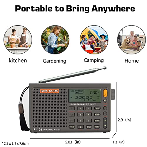 image for RADIWOW SIHUADON R108 Shortwave AM FM Digtial Radio LW MW AIR Band DSP