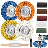 Wewink Plus Upgrade 8' Airway Buffing Wheel, 11Pcs Aluminum Polishing Kit, Flange-Free Installation, 5/8' Arbor Hole Aluminum Metal Wheel Polishing Kit with Extension for Angle Grinder Mirror Finish