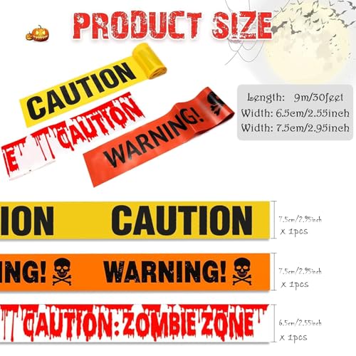 3 Stück Halloween Warnbänder für Partys