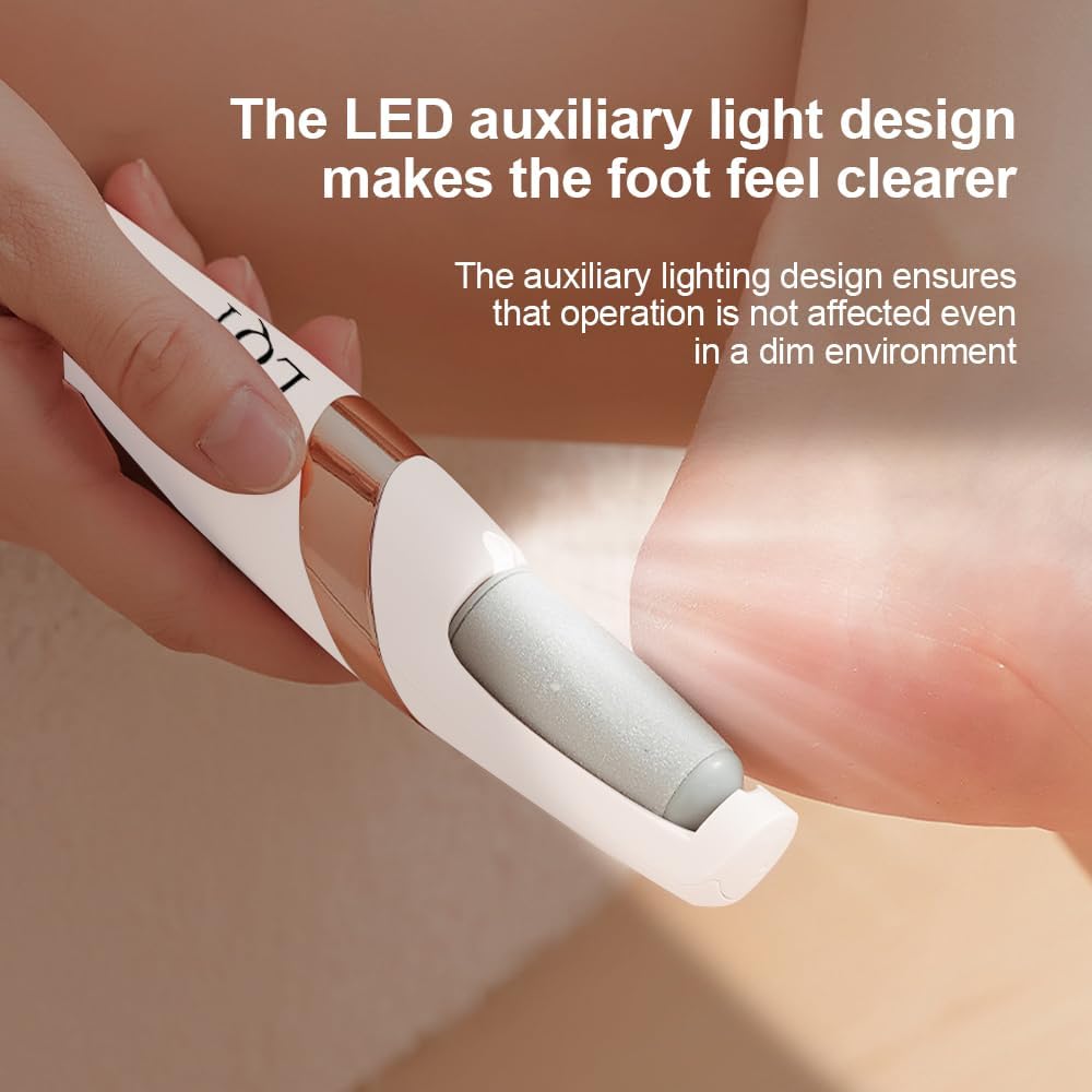 Lima eléctrica para pies, removedor de callos recargable para piel dura y agrietada, kit de pedicura en casa para pies lisos (hombres y mujeres) (blanco)