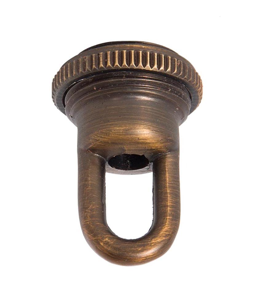 B&amp;P Lamp® Solid Cast Brass Screw Collar Loop for 1-1/16 Inch Center Hole Canopies, 1/4IP, Antique Bronze