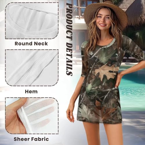 Cache-maillot de bain camouflage pour femme S | Robe de plage d'été