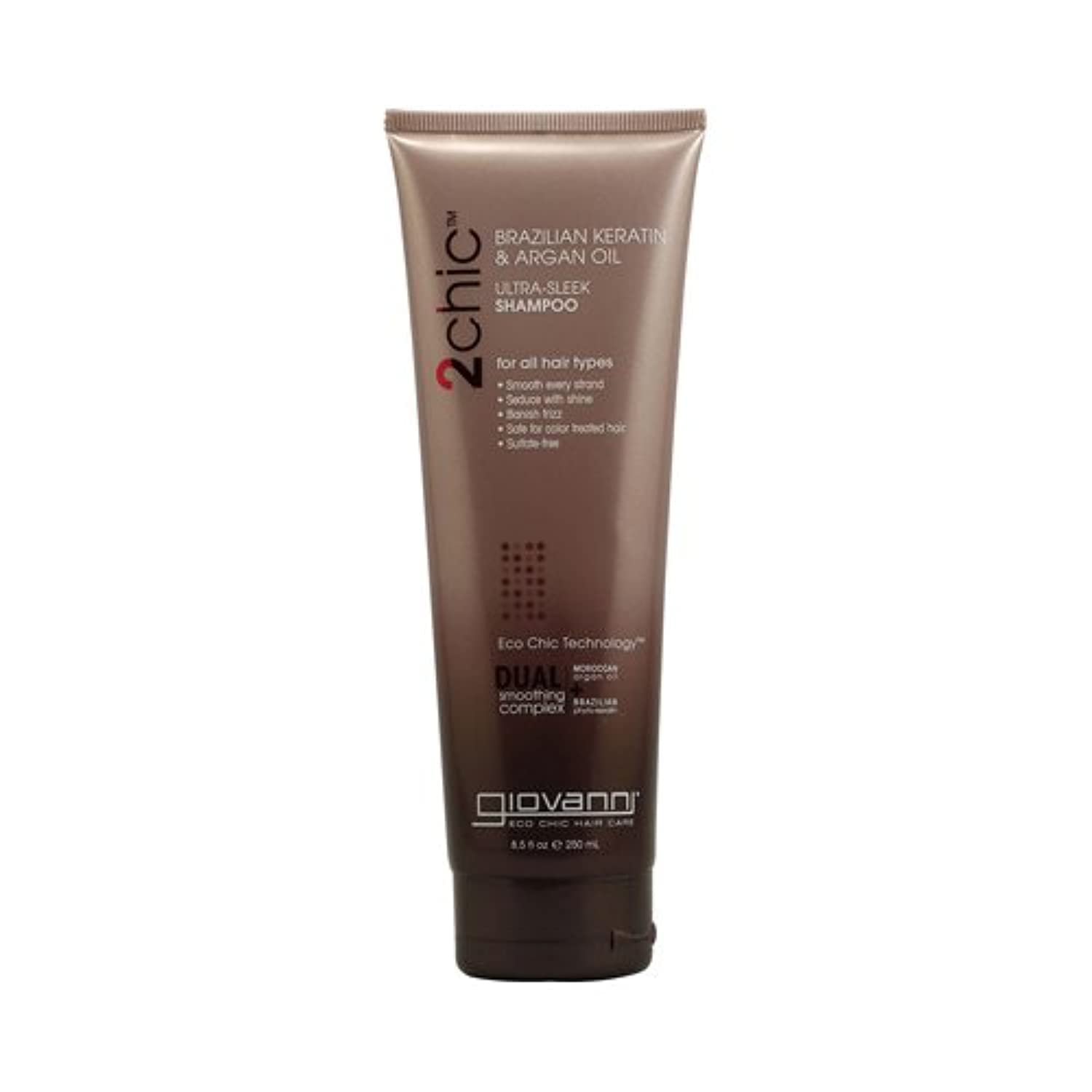 Pack of 8 x Giovanni 2chic Ultra-Sleek Shampoo with Brazilian Keratin and Argan Oil - 8.5 fl oz