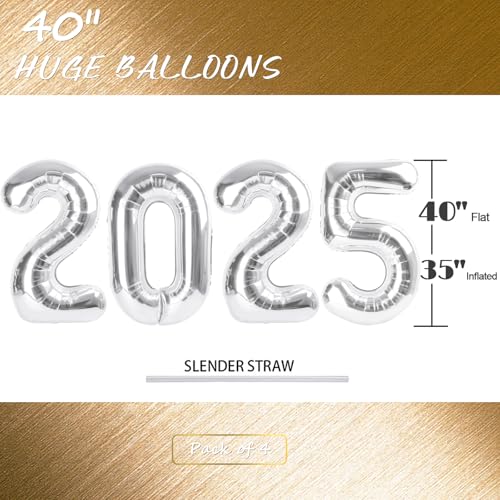 Image of Number Balloon Birthday Decorations, 40In Silver Balloons for Party | Eye-catching Appearance, Perfect Decorative Centerpieces, Convenient Self-sealing Structure, Widely for Various Occasions