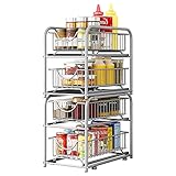 AIYAKA under sink storage 2 Tier Stackable Sliding Basket Organizer Drawer For Kitchen And...
