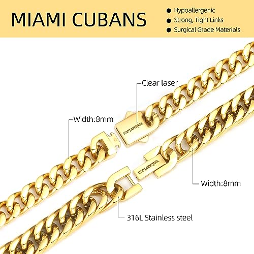 Pulsera Cuban Link de acero inoxidable en oro miniatura 4