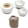 Zheng Shan Tang Portable Chinese Gongfu Tea Set Ceramic Kungfu Tea Pot Set White Porcelain Travel Kung fu Tea Set with 1 Teapot and 2 Teacups