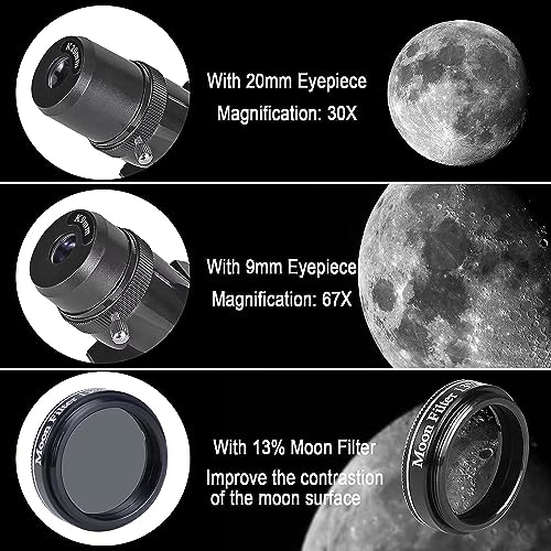 Telescopes for Adults Astronomy, 90mm Aperture 700mm Refractor Telescopes for Adults Beginners Kids with High Precision Adjustment, Ultra-Stable Vertisteel AZ Mount Base Tripod, Phone Adapte (Black)