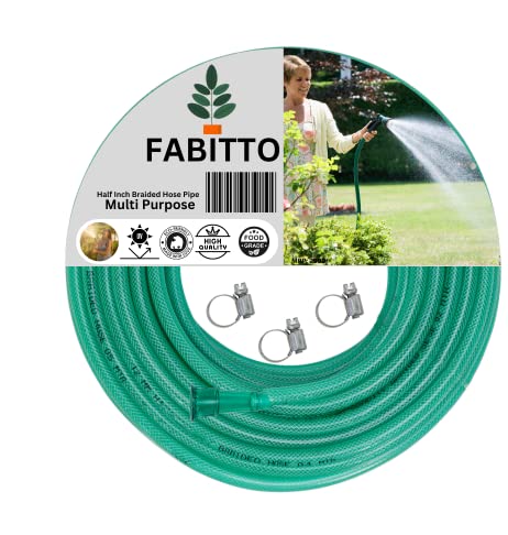 FABITTO Garden 3 Layered Heavy Duty Braided Hose Pipe, with Tap Adapter and 3 Clamps (1/2 Inch Hose Pipe With Adapter, 10 Meters) (B0BV2991QN) Amazon Price History, Amazon Price Tracker
