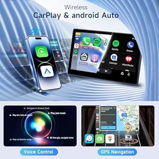 10,1 Pollici Lettore Poggiatesta per Auto, Monitor per Sedili Posteriori con Touch Screen, Hodozzy Poggiatesta Auto TV Video Schermo con Carplay Senza Fili Android Auto, Bluetooth/FM/USB/AUX/Scheda