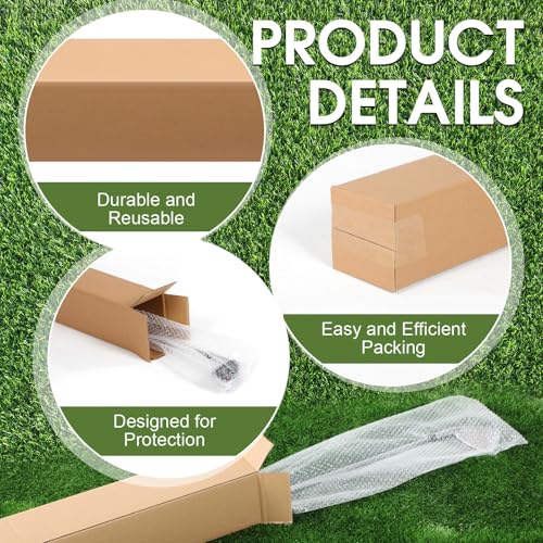 Image of Watersay 15 Pack 4 x 4 x 40 Inch Golf Club Shipping Boxes with 8 x 48 Inch Bubble Protector Tall Corrugated Boxes Cardboard Long Golf Storage Box for Shipping Packaging Moving Mailing Home or Business