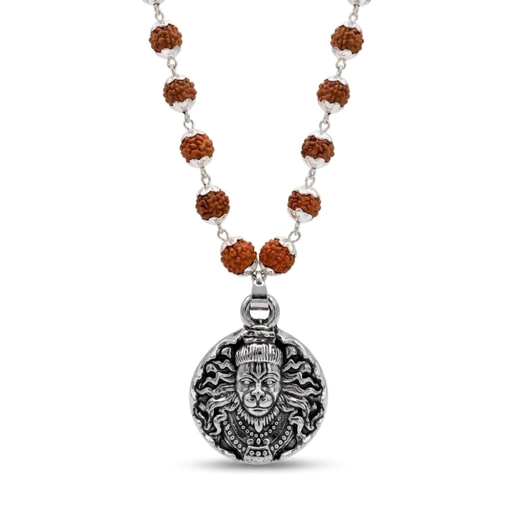 Rudraksha & Hanumanji Pendant Chain for Men & Women | Religious Hanuman Locket Necklace | Spiritual Jewellery for Daily Wear-image-19