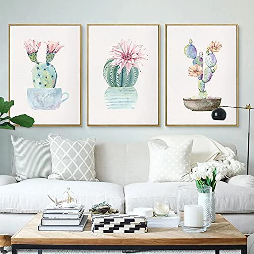 Plante verte toile peinture cactus de haute précision pour décoration murale