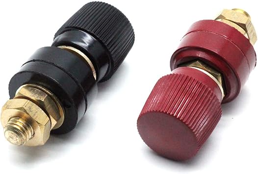 5/16 Inch Stud 8mm Remote Battery Power Junction Post Connector, Red and Black Battery Terminal Post, 2Pcs
