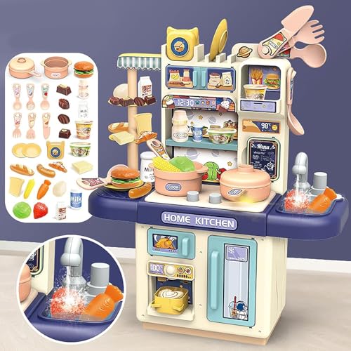 Image of Modern Kitchen Playset Toy for Kids - Dream Pretend Play Kitchen Set with Light-Up Stove, Working Sink, Cooking Accessories, Multicolor Fun Role Play Toy for Boys & Girls