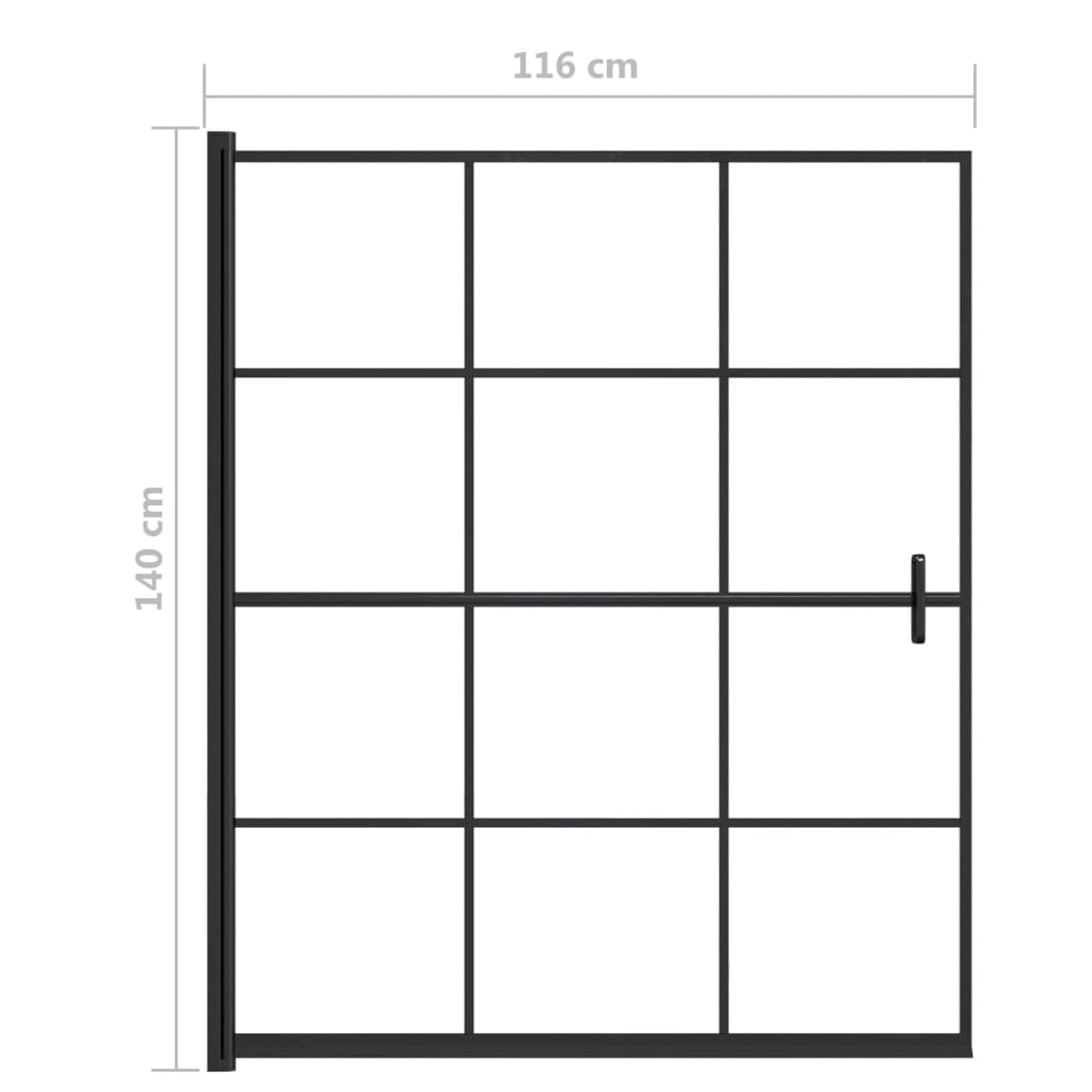 116 x 140 cm składany parawan do wanny – nowoczesna czarna przegroda prysznicowa ze szkła hartowanego, stylowa oszczędzająca miejsce przegroda łazienkowa, elegancki design do współczesnych przestrzeni