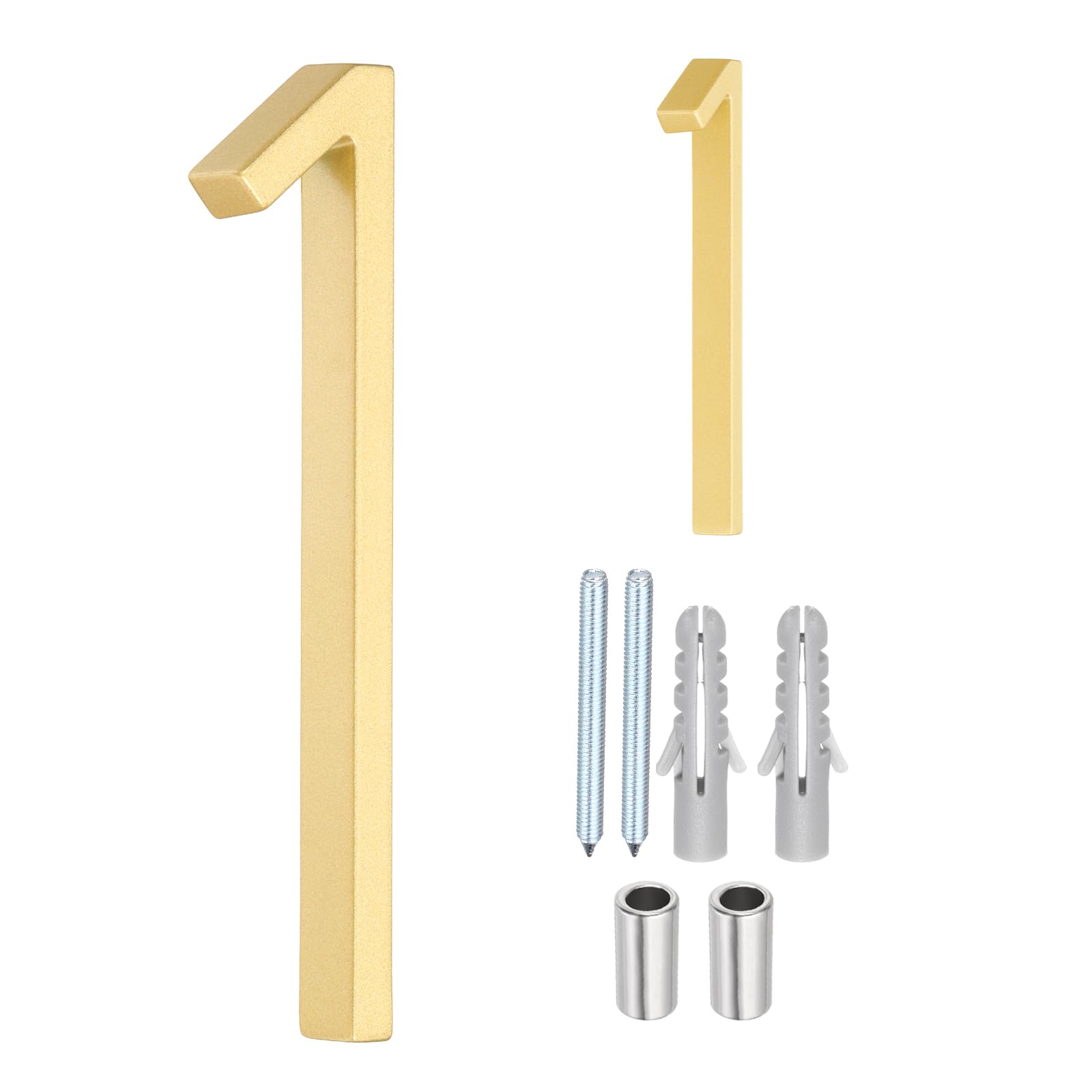 sourcing map Floating House Numbers, 5 Inch Solid Zinc Alloy Modern Address Number for Outside with Nails Kit for Home Street Office Mailbox Sign(Number 1, Gold)