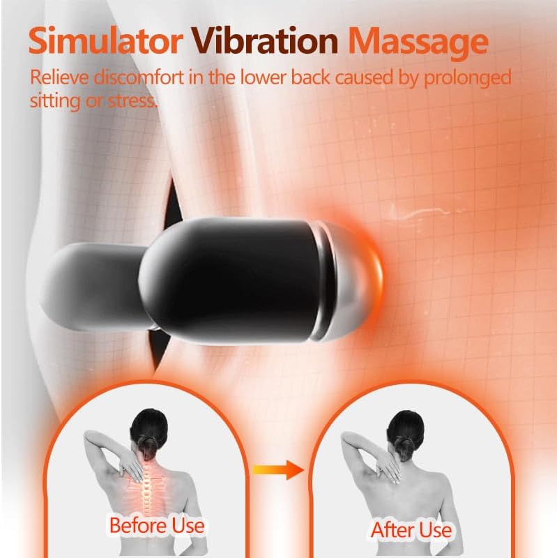 Miniatura 5 de Almohada de apoyo lumbar eléctrica 3 en 1 con altura ajustable para cama y silla, elevación de tracción y masaje de vibración y compresión de calor