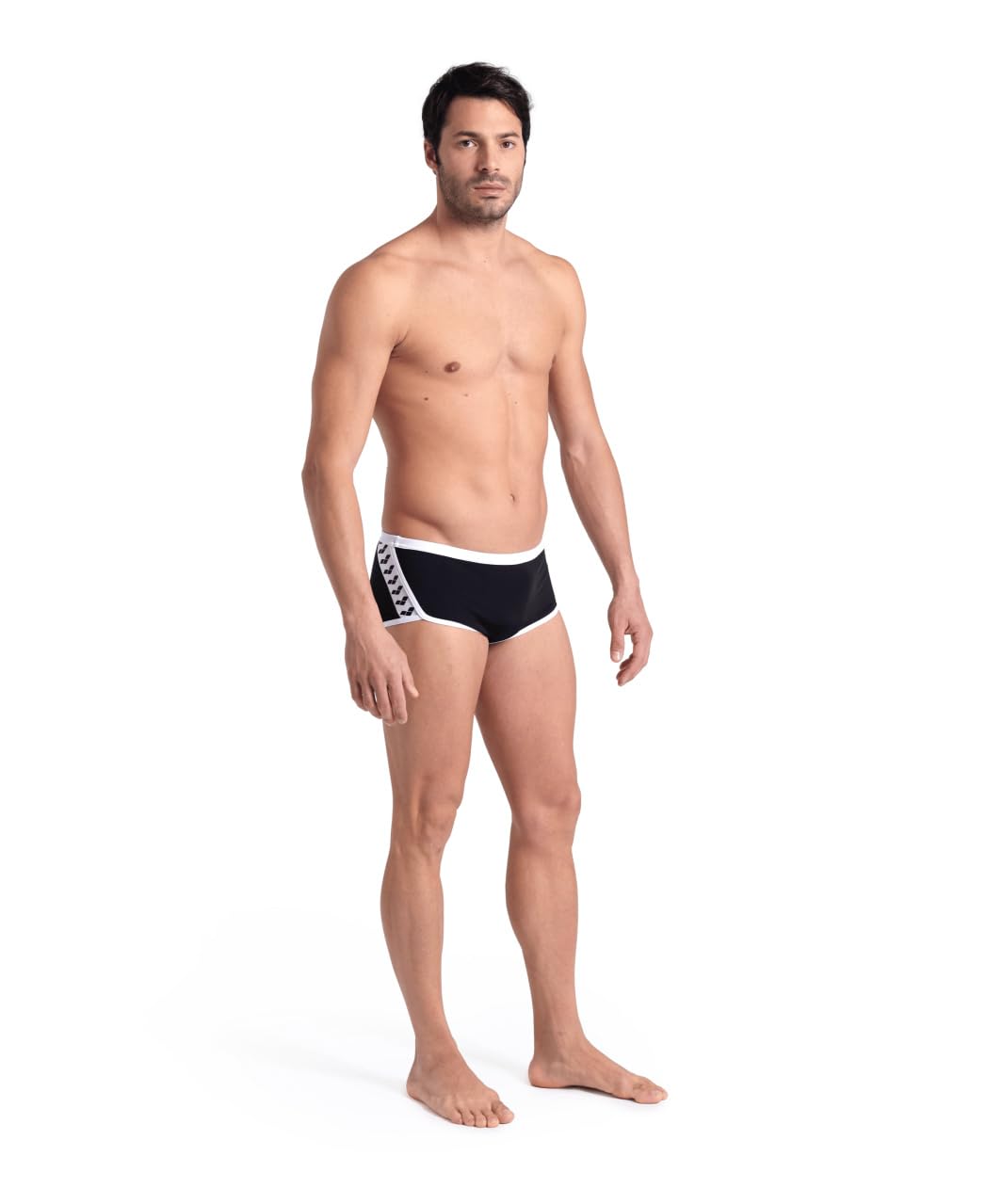 ARENA Costume Uomo Slip Alto Nuoto Piscina Swim Briefs Icons Trunk Nero Vintage