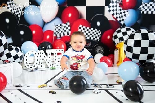 Kate Race Boy Birthday Background Balloons Party Decoration Cake Smash Seamless Photography Backdrop 8x8ft by Kate - Used condition - Image 2