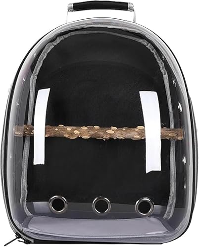 AZIEBAY 鳥用キャリーバッグ、バックパック、観察窓付き、通気性、耐久性、軽量、ポータブル、旅行に最適、立つ止まり木付き、外出、病院訪問、災害避難に最適、実用的、多機能、お手入れ簡単、耐久性、ポータブル、安心してご購入ください。