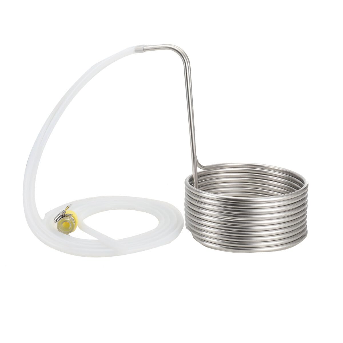 Chiller Eintauchkühler - Wasserkühlspirale, Würzekühler, schnelle Abkühlung der Biermaische, 100 °C auf Raumtemperatur in 30 Minuten, Edelstahl, 23 cm Ø, 10 Kühlschleifen, silber