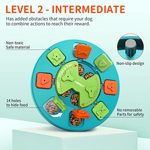 NPET Dog Puzzle Toy, Interactive Dog Toys Dog Enrichment Toys, IQ Training & Mental Enrichment Pet Toys for Small & Medium Dogs (Green, Level 2)