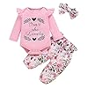 NCONCO 3 stuks Baby Girl Fashion Outfits Ruffled Romper + Bloemen Broek + Hoofdband