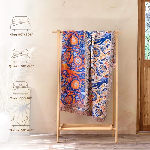 Image of LUTBM Boho Throw Blanket for Couch 50 inchx60 inch, Cotton Decorative Bed Throw