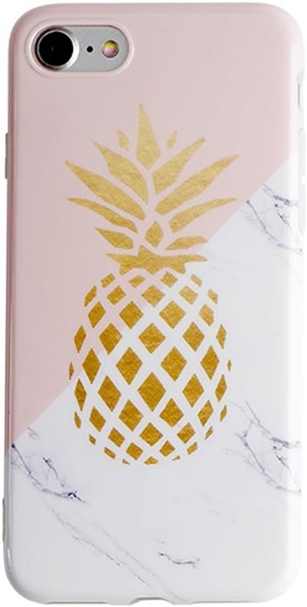iphone 8 Case,LACK Marble Creative Shiny Gold Pineapple Design, Clear Bumper Matte TPU Soft Rubber Silicone Cover Phone Case for Apple iPhone 7, 4.7 inch [Pineapple Marble ]