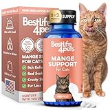 Mange Support for Cats, Natural Cat Itchy Skin, Paws and Ears Relief - Soothes Welts, Scabs, Red and Flaky Skin Reducing Excessive Grooming and Patchy Fur for a Healthy Coat (400 Tiny Tasteless Pills)