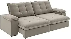 Sofá Retrátil e Reclinável Bipartido 2,50m 4 Lugares Fofão Slim Luizzi (Castor)