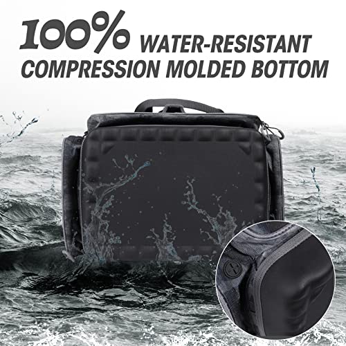 VISMIX Fishing Tackle Bag- Fishing Bag Large Water-Resistant Fishing Storage Bag with 2pcs 3600 Tackle Tray Boxes and Rod Holder - Thumbnail 4