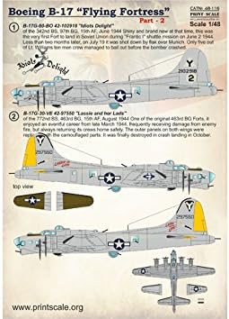 Decal for Airplane B-17 Flying Fortress, Part 2 1/48 PRINT SCALE 48-116