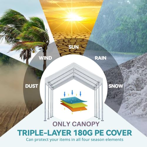 Image of 10'x20' Carport Canopy Replacement Cover White (Top Only)