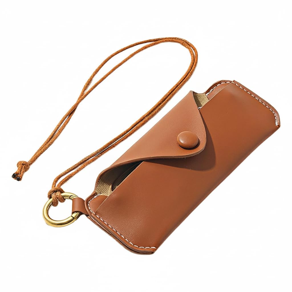 TERRIFI Leather Glasses Case, Soft, Portable, Universal, Vintage Style, Black