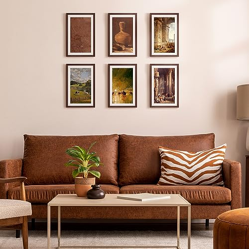 Image of upsimples 11x17 Picture Frame, Display Pictures 9x15 with Mat or 11 x 17 Without, Wall Hanging Poster Frames, Brown, 1 Pack