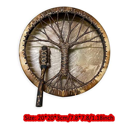 MDROGKUX Hand Designed Shaman Drum with Drum Stick,Shaman Drum Tree of Life Siberian Drum Symbol of Siberian drum spiritual music,Sound of Music Decoration (G), 565GT564545