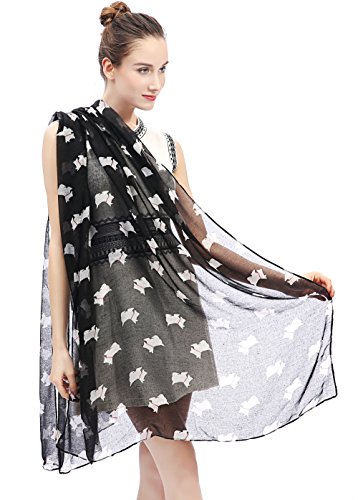 Scottish Terrier Scottie Dog Print Women's Scarf Shawl Wrap Lightweight4