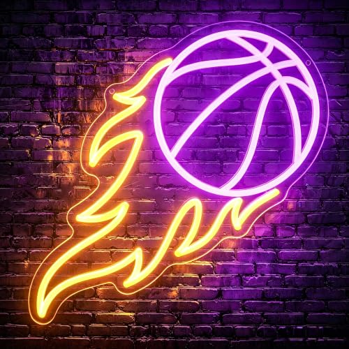Image of Basketball Neon Sign for Wall Decor Light Up Sign Led Signs for Room Party Home Wall Decor USB Powered