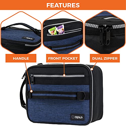 Opux Insulated Lunch Box For Men Women Adult, Compact Lunch Bag For Kids Boy Girl Teen, Soft Lunch Cooler Bag For Work School, Leakproof Lunchbox Lunch Pail With Clip-On Buckle, Heather Navy #TOP3
