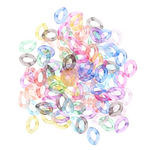 DOITOOL 100pcs Acrylic Chain Buckle Bag Chain Link Ring Craft Link Ring DIY Jewelry Making