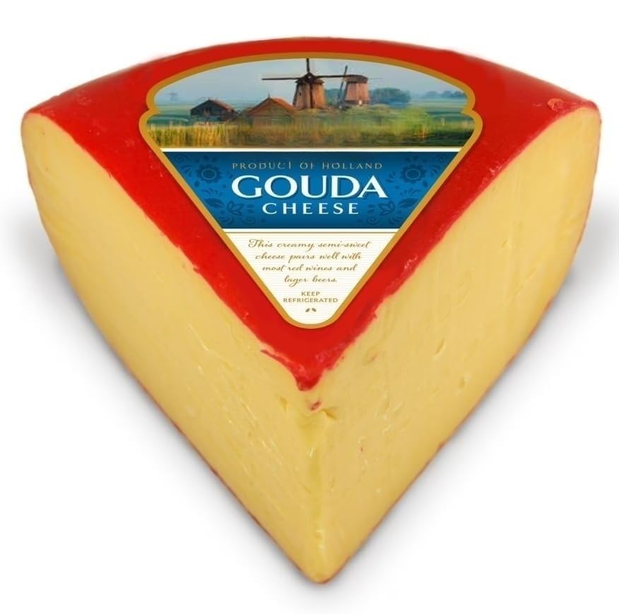 Gouda Cheese, Hits the midpoint of creaminess in the spectrum of cheeses. Enjoy it as a snack just on its own or as a featured ingredient in your favorite sandwich or salad. It also pairs perfectly with grapes and apples. Made from pasteurized cow's milk. [ 48 oz , 3 lb ]