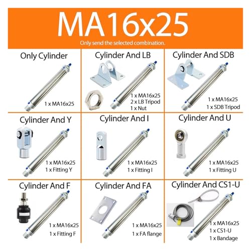 Cilindro neumático de aire con pistón de acero inoxidable resistente y duradero 3