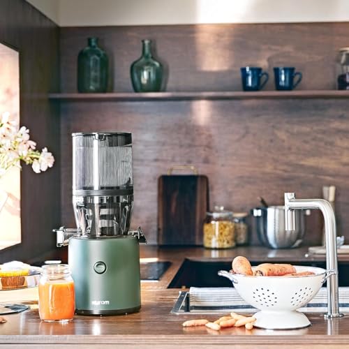 Foto von Hurom Slow Juicer | Entsafter Gemüse und Obst | H320N | Elektrische Kaltpresse | Ruhiger Motor | Leicht zu Reinigen mit Großem Behälter und Siebfilter 2L | 200 Watt | BPA Frei | Dunkelgrün