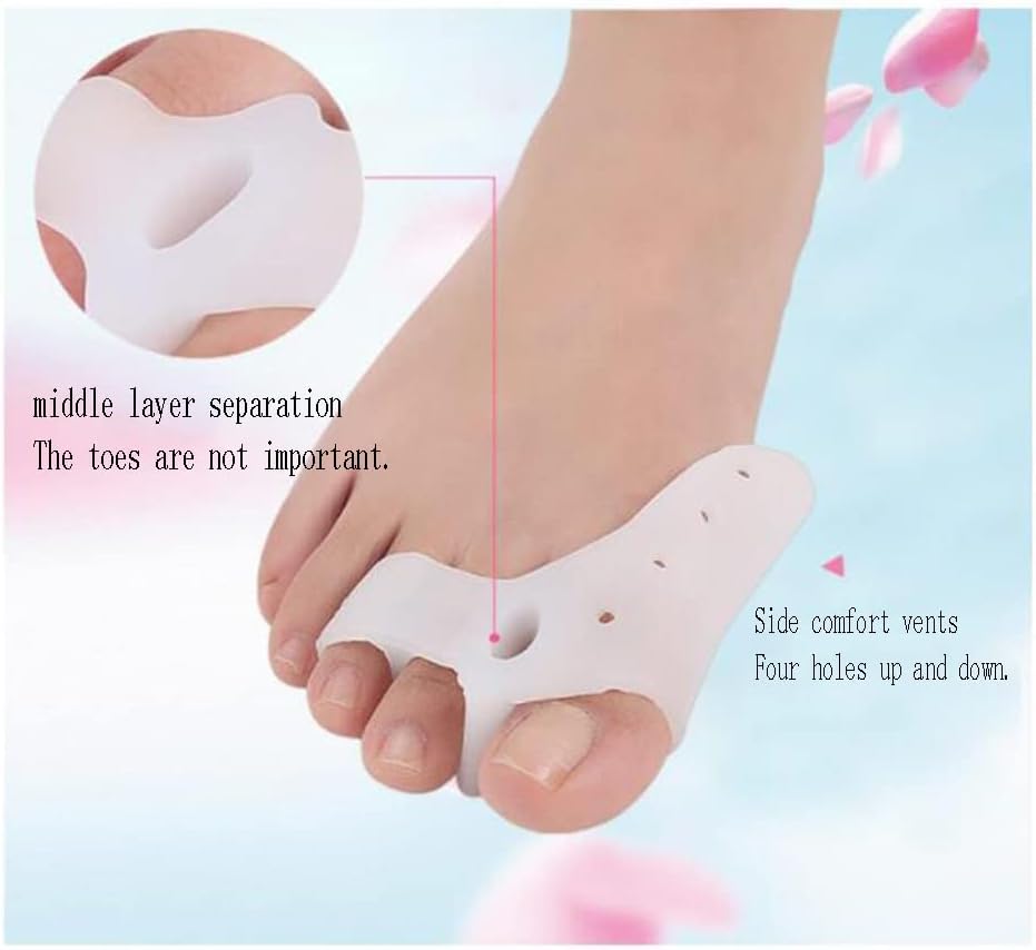 DEAVER Toe Holes Separator Silicone Bunion Protector Toe Spacer for Forefoot Cushion, Foot Rubbing Pads,Hallux Valgus Pain Relief for Women and Men