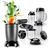 GOURMETmaxx Mr. Magic Power Pro Mixer 400 watts | Smoothie Maker avec couvercle à emporter | Mixeur sur socle avec bol mixeur et couvercle | Avec kit d'accessoires XL pour milk-shakes, smoothies, etc.