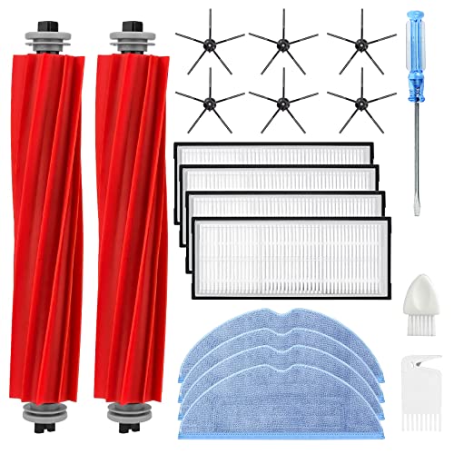 Ersatz Wischtücher für Roborock S7 S7 Plus S7 MaxV S7 MaxV Ultra Roboter Staubsauger,2 Hauptbürste, 4 Filter,6 Seitenbürsten( Schwarz),4 HEPA Filter, 2 Bürstenreinigungswerkzeug 18-Stück Cover